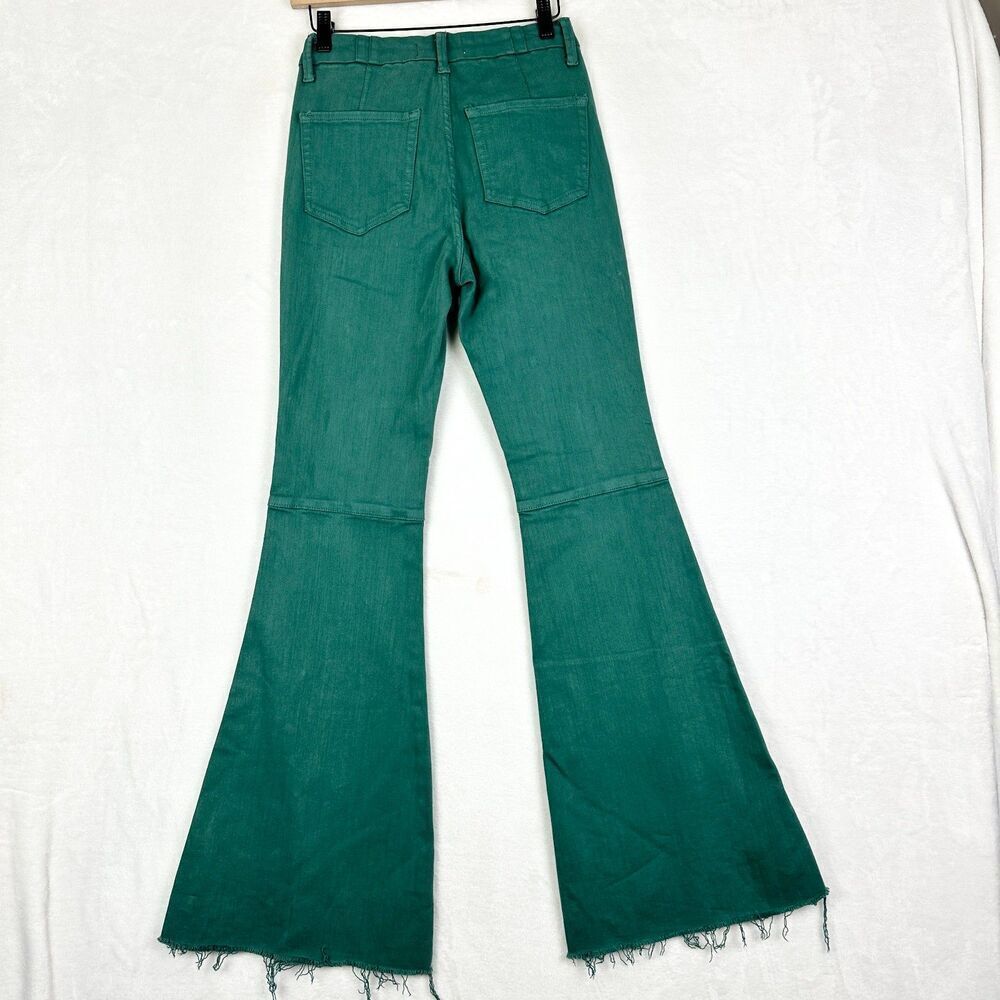 Vervet High Rise Raw Hem Super Flare Jeans Size 26 Teal Green - Picture 3 of 6